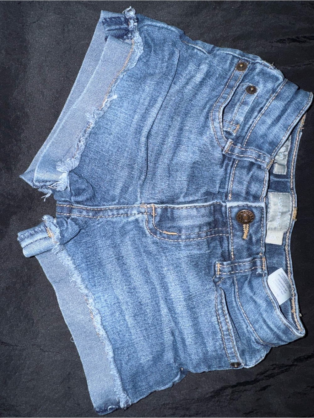 Lucky Brand Girls' Frayed Hem Denim Shorts - Blue